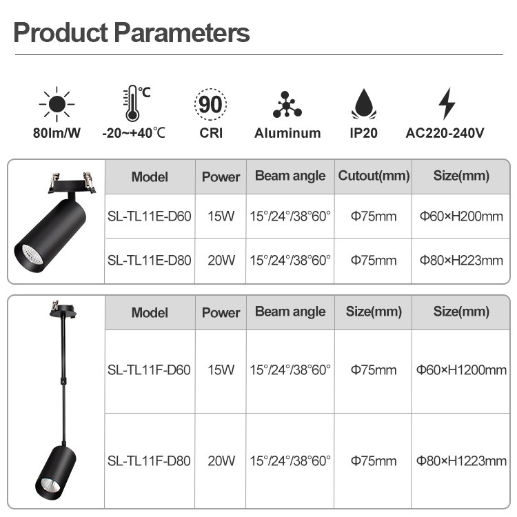 Dimmable 48V Adjustable Head Rail System Magnetic LED Track Spot Light