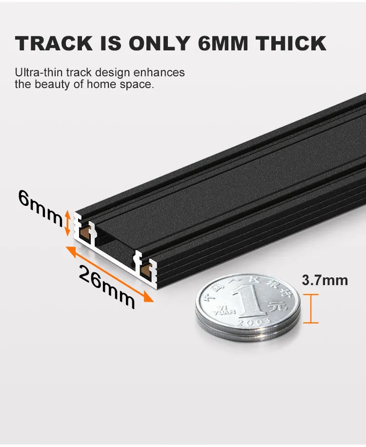Aluminum Magnetic Track Light 48V Surface Recessed Pendant LED Spot Light High CRI 90 Magnetic Track Rail Lighting