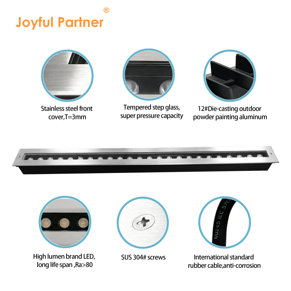 1000mm Linear Ground Light IP67 Stainless Steel Pathway Lamp Architectural Recessed Underground Light Landscape Project