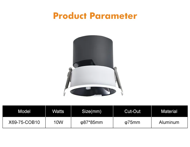 Hot Sale Trimless Recessed Dimmable LED Downlight for Commercial & Residential Projects 10W