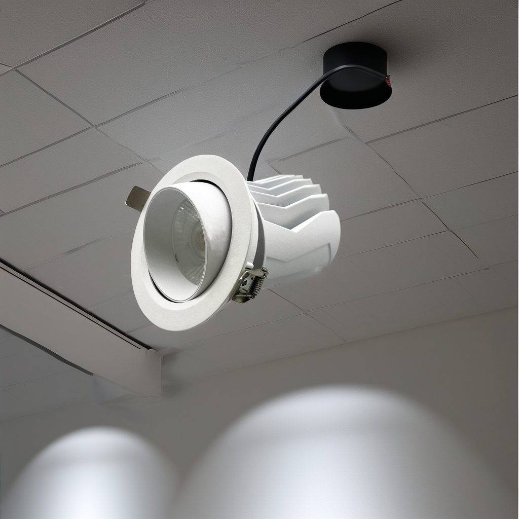 Modern Anti-Glare LED Recessed Downlights Indoor Lighting Fixture with Adjustable Cob Base Ceiling Install Spotlights for Hotels