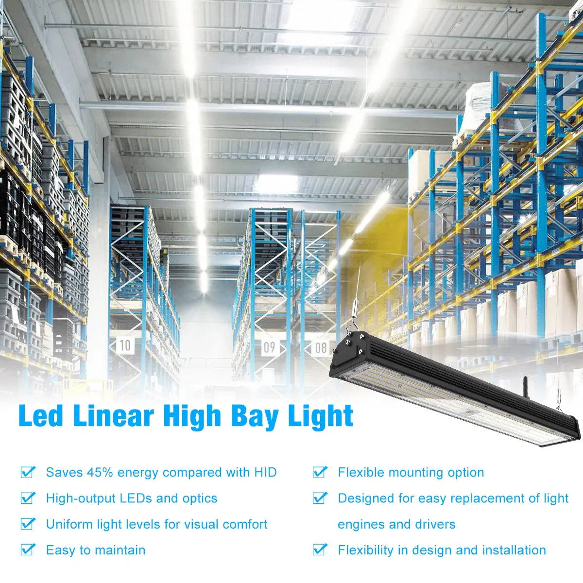 100W 150W 200W 240W Commercial Office Linear Bay LED Light Lamp