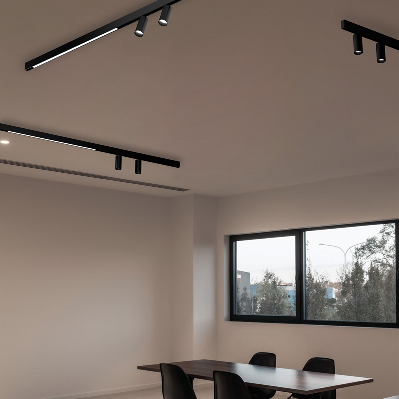XRZLux Surface Mounted Aluminum Ultra Thin 20mm Magnetic Track Lights System DC48V Magnet Leds Light With Magnetic Track Rail