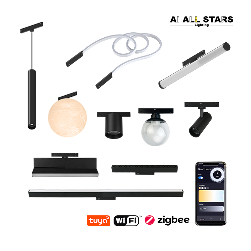 Ai All Start Showroom Shop Lighting Tuya Zigbee Intelligent Control System 24V 5MM Extremely Narrow Led Magnetic Track Light