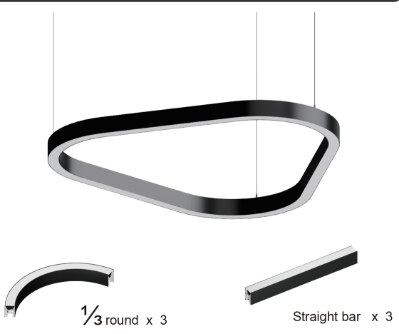 Commercial LED Pendant Light Black Iron Acrylic Linear Ceiling Hanging Light Office Garage Barber Workshop Gym Indoor Light