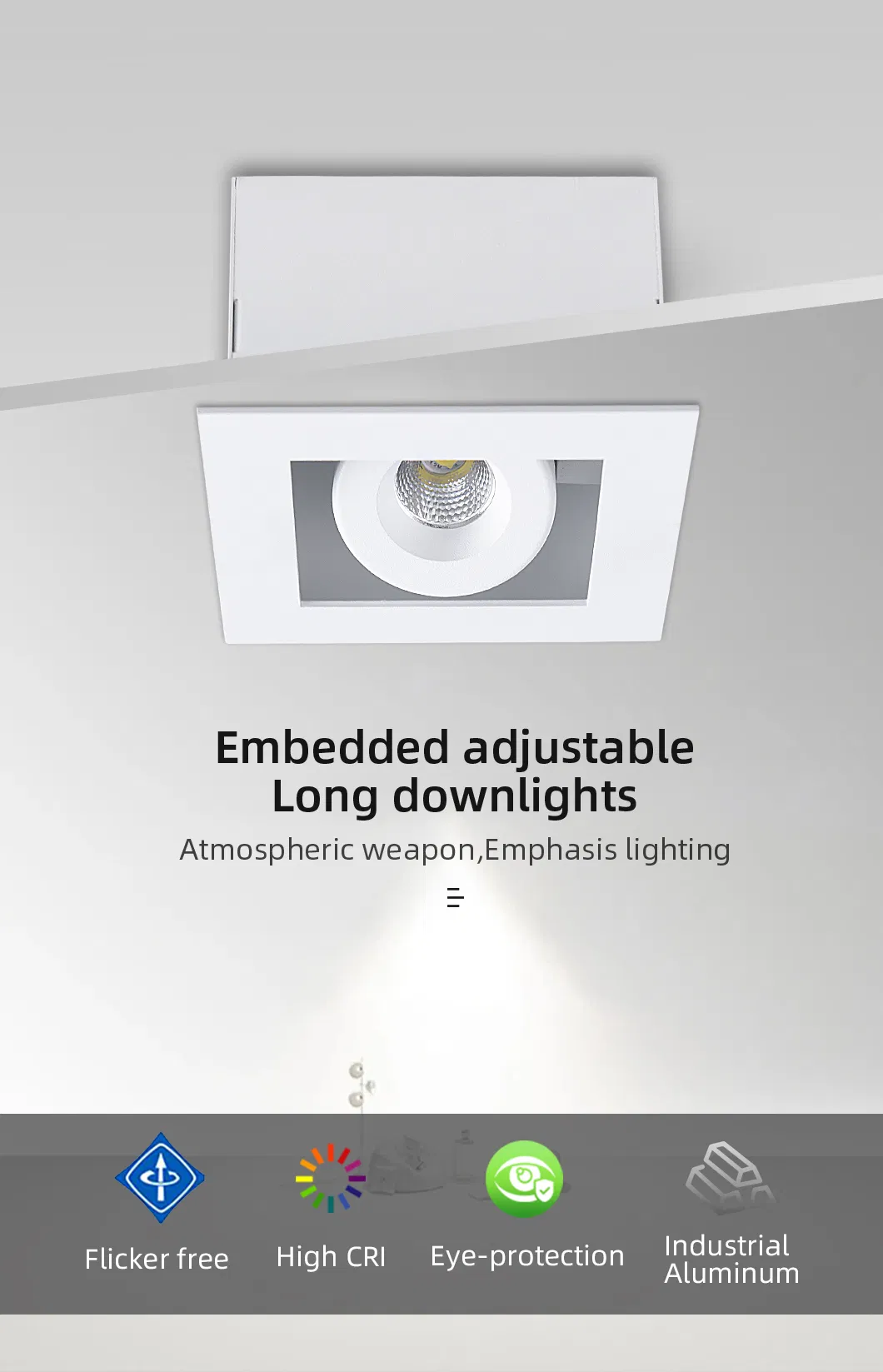 Adjustable Angle Pure Aluminum Spot Light with High CRI