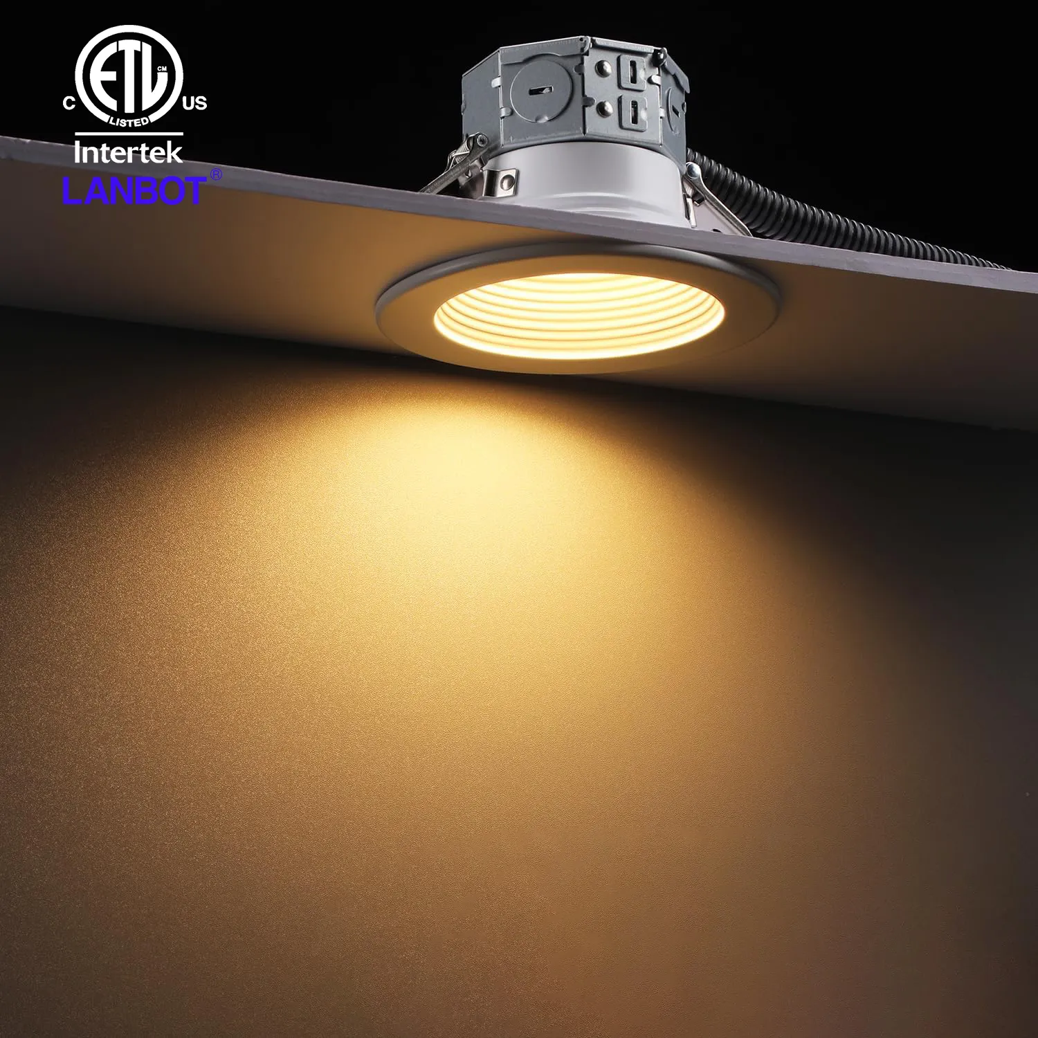 ETL 4" Baffle Recessed Downlight Integrated LED Light 9W 5CCT Quick/Easy Canless Install Recessed Ceiling Light