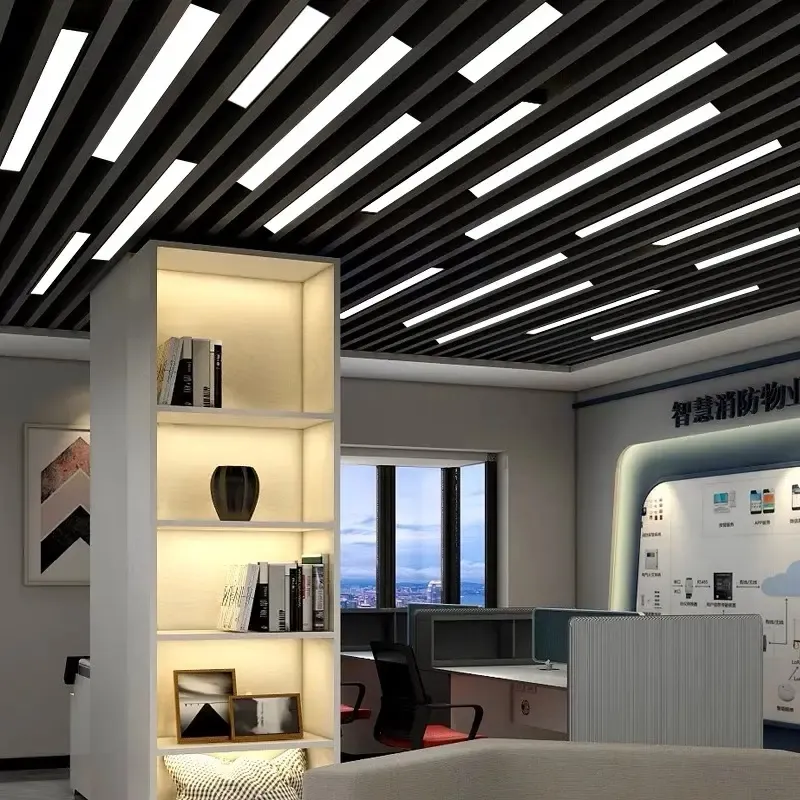 Commercial Indoor Lighting Linkable T8 Tube Chandelier Lamp Plastic Housing Surface Mounted Ceiling Suspended Office Batten Pendant LED Linear Light