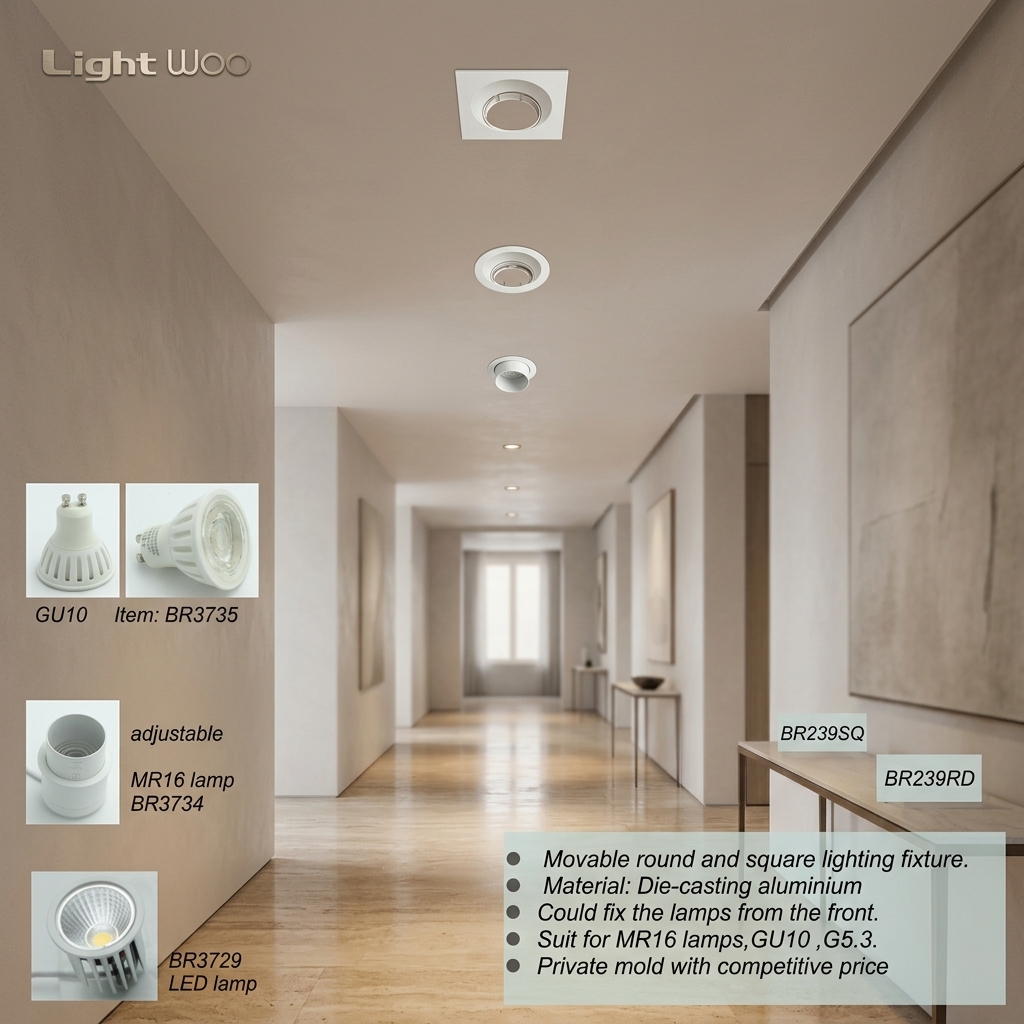 Architectural Downlight Shell Antiglare Gu10 Light Frame Housing MR16 Fitting Deep Baffle Recessed Spotlight Frame Part Lights