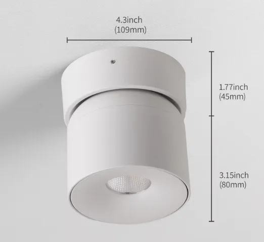 Aluminum High CRI 355 Degree Round Rotation LED Surface Mounted Ceiling Spotlight 7W 15W Spot Light