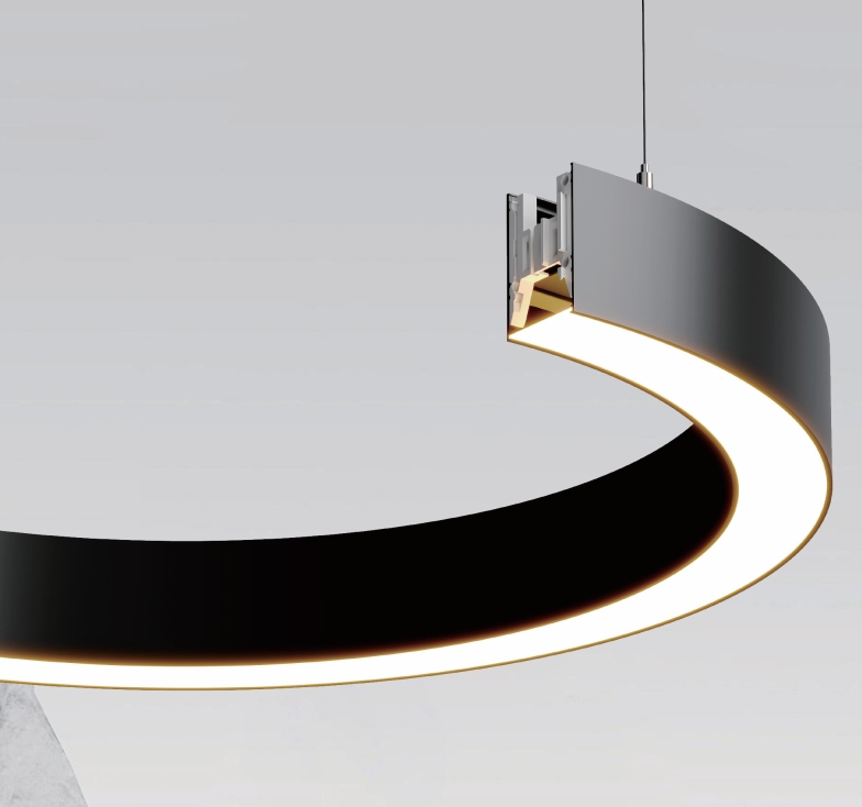 Commercial LED Pendant Light Black Iron Acrylic Linear Ceiling Hanging Light Office Garage Barber Workshop Gym Indoor Light