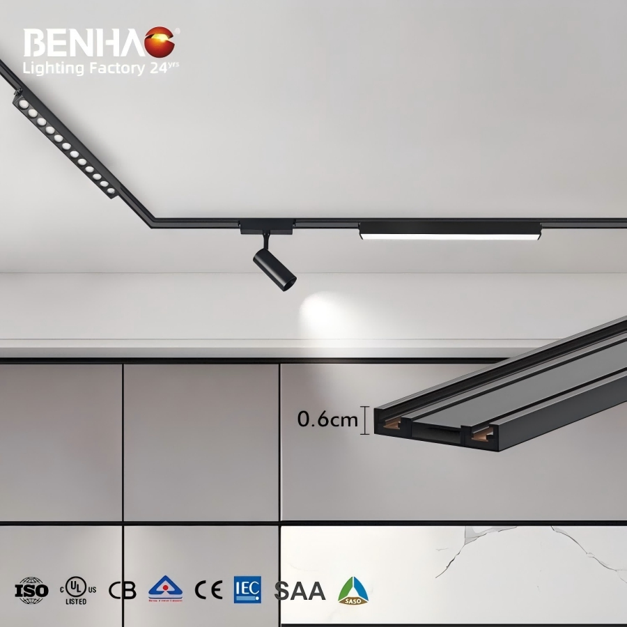 LED Track Light - Adjustable Magnetic Rail Spot Lights for Indoor &amp; Commercial Use Dimmable 3000K-6500K Ideal for Shops, Offices &amp; Galleries LED-Light-Bulbs
