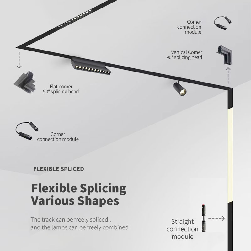 Magnetic Track Lights Rail Lighting System Led DC48V Low Voltage Safe Frameless Smart Lighting Yuta Zigbee Remote Control
