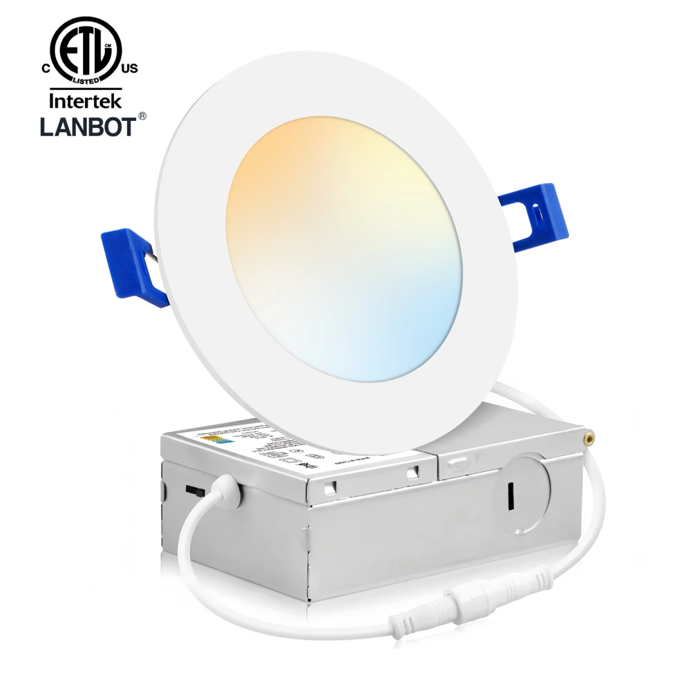 Deep Regressed Baffle Design 6 INCH 12W Recessed Canless Wafer Trim 5CCT LED Downlight IC Rated Low-glare Ceiling Light