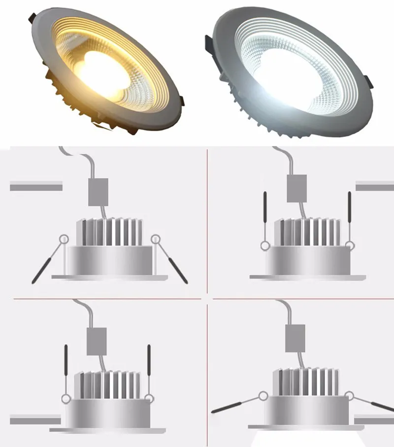 Anti Glare COB Trimless Recessed Hotel 10W 20W 30W LED Ceiling Down Light