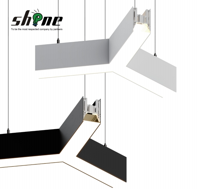 Commercial LED Pendant Light Black Iron Acrylic Linear Ceiling Hanging Light Office Garage Barber Workshop Gym Indoor Light