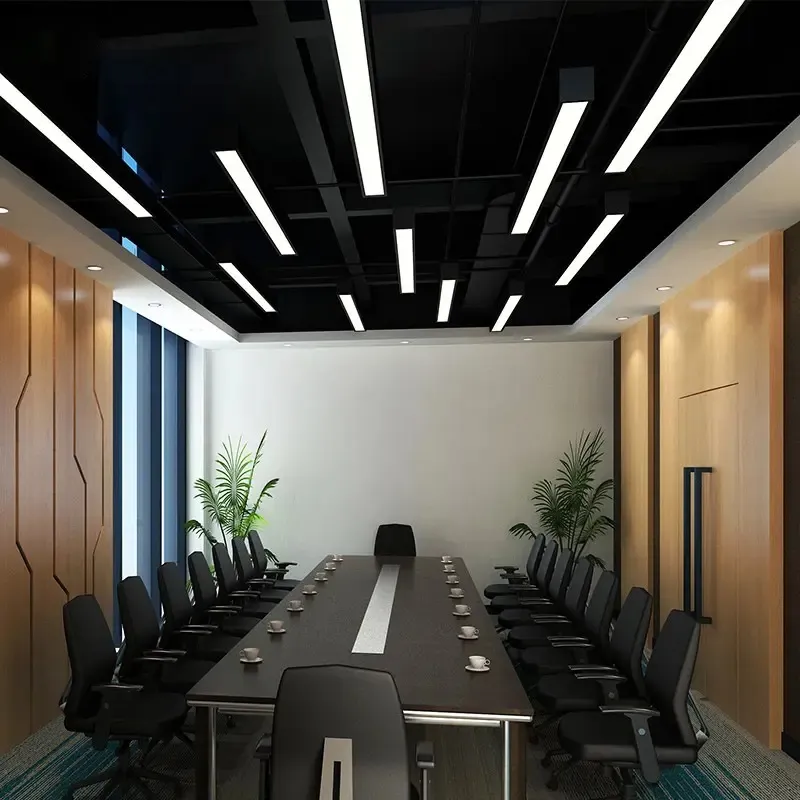 Commercial Indoor Lighting Linkable T8 Tube Chandelier Lamp Plastic Housing Surface Mounted Ceiling Suspended Office Batten Pendant LED Linear Light