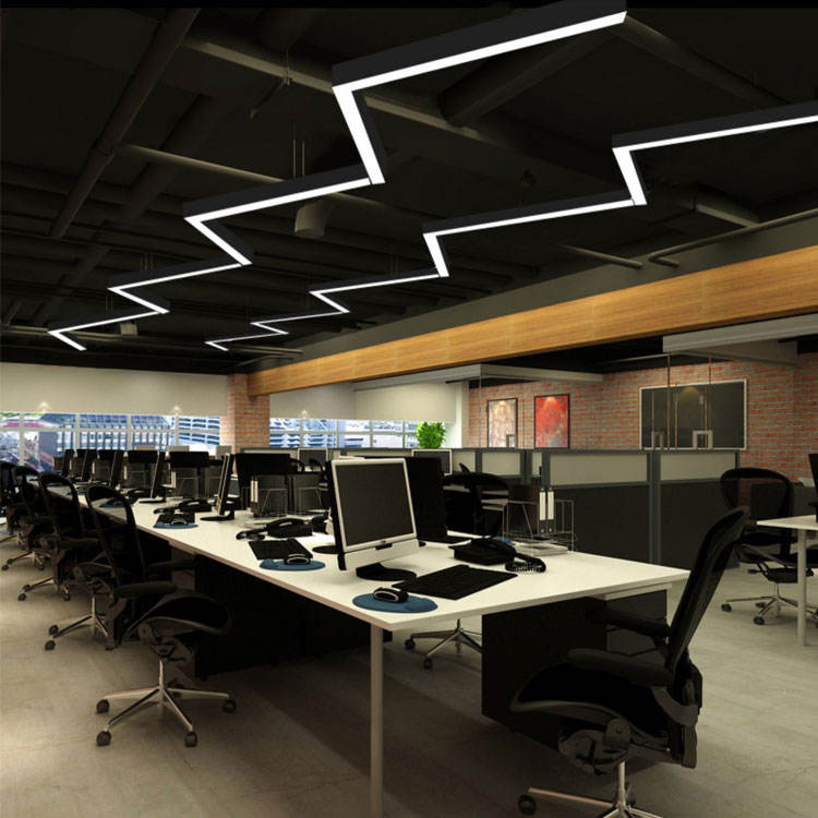 Custom Modern V-Shaped Design Commercial Chandelier Office Gym Hanging Light RGB Linear Arrow Pendant Light for Gym