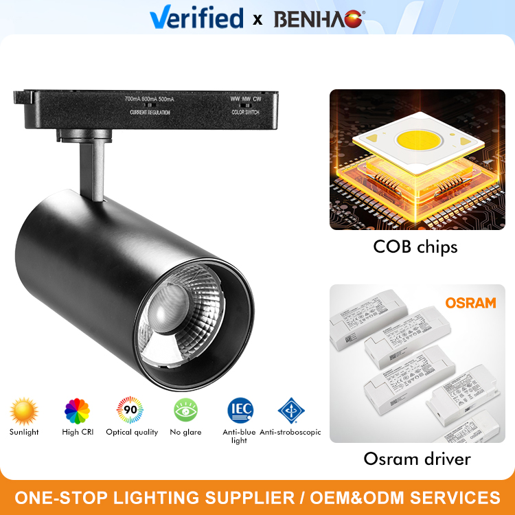 Factory Wholesale High Quality LED Die-Cast Aluminum Black/White Smart Home Dimmable Adjustable 18W 220V Interior LED-Light-Bulbs Track Spot Light