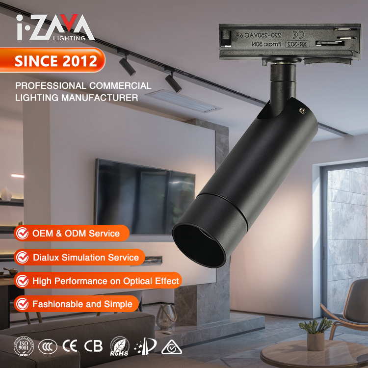 Showroom Office Shop Modern Aluminum Spot Track Lamp DIN-Rail Mounting 4W 8W 12W Led Track Light