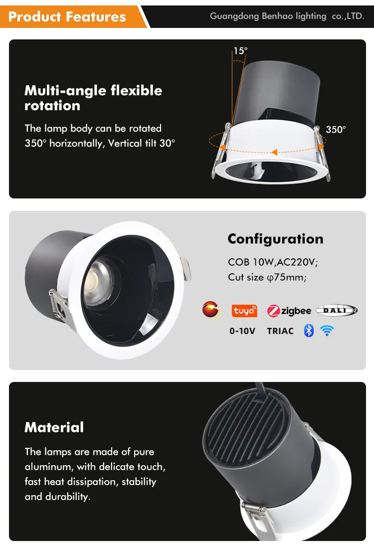 Hot Sale Trimless Recessed Dimmable LED Downlight for Commercial & Residential Projects 10W