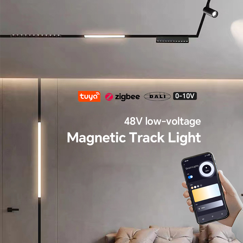 Tuya Dimmer Dc48v Linear Spotlight Ceiling Surface Recessed Magnet Track Light Magnetic Track Light System Led Track Light Rail