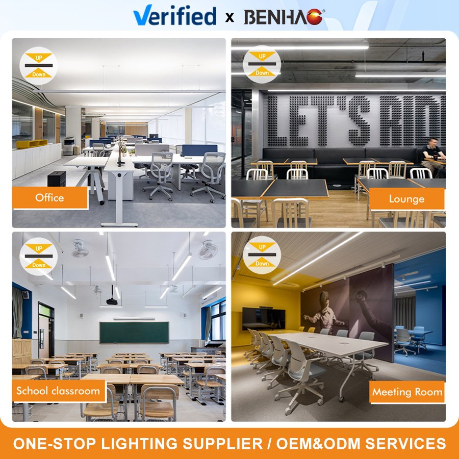 UL/cUL Listed 30W Linkable Linear Suspension Light, Dimmable LED Pendant for Office and Commercial Lighting