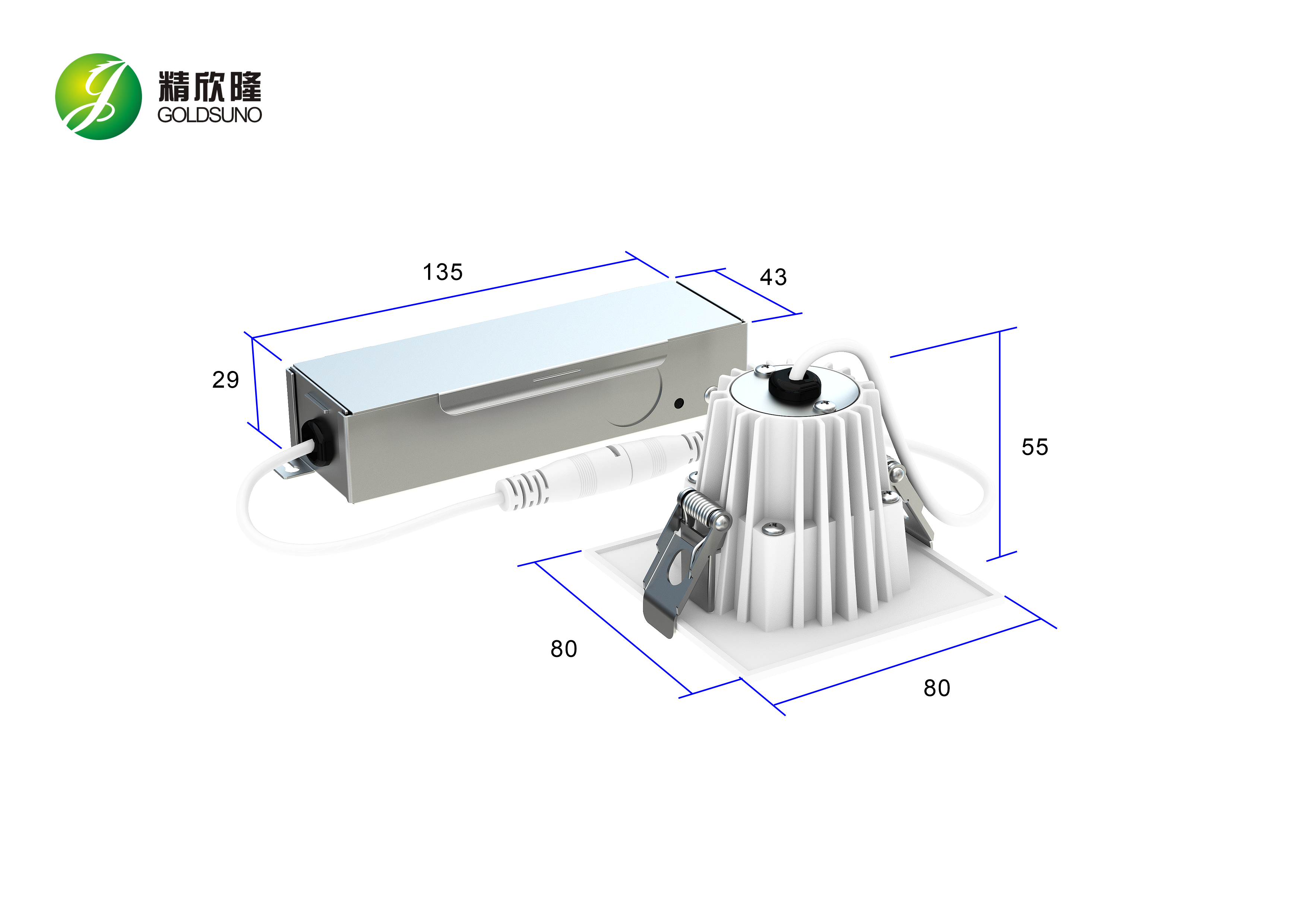 2 Inch Square Slim Recessed 5CCT Smooth Black Deep Anti-glare LED Downlight Ultra Thin Recessed Anti-Glare LED Downlight