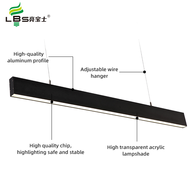Architectural Indoor Suspended Led Linear Lighting Fixtures White 36W LED Office Pendant Lamp