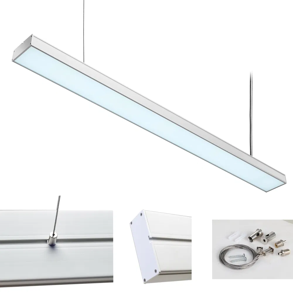 Commercial Indoor Lighting Linkable T8 Tube Chandelier Lamp Plastic Housing Surface Mounted Ceiling Suspended Office Batten Pendant LED Linear Light