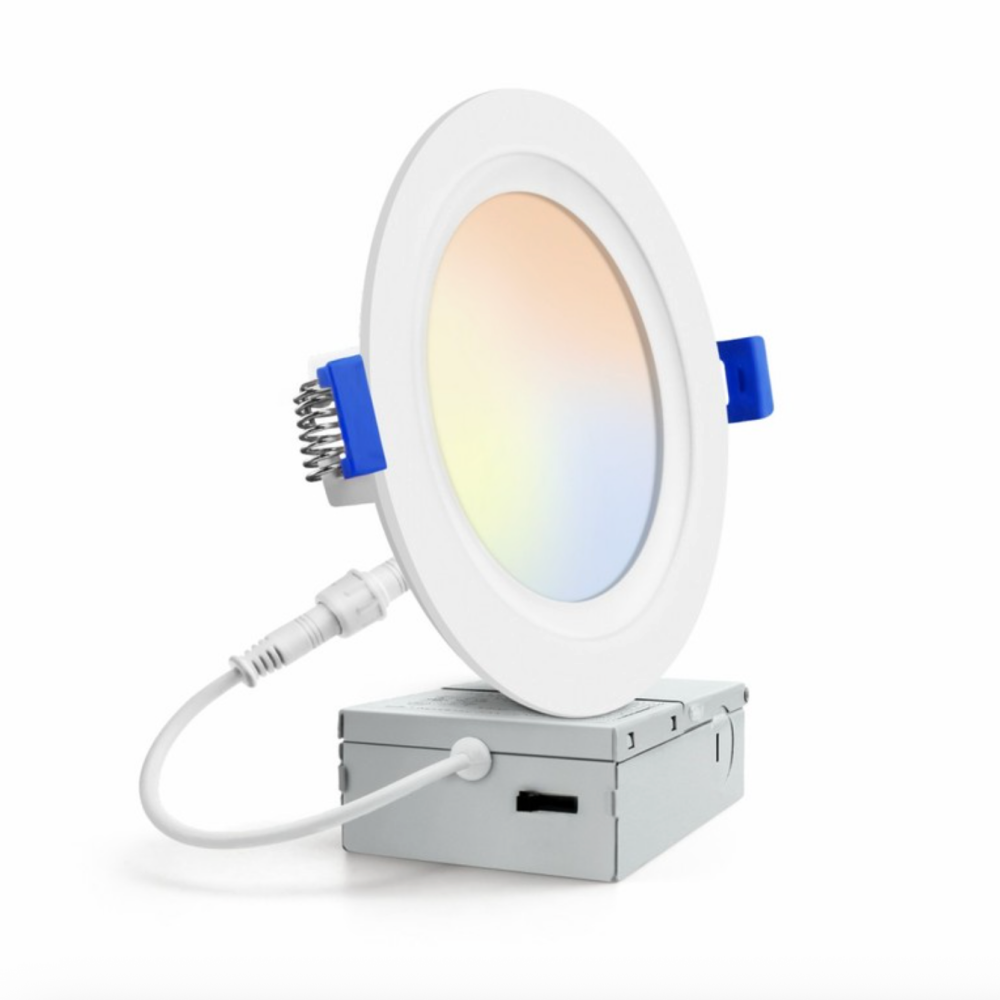 Deep Regressed Baffle Design 6 INCH 12W Recessed Canless Wafer Trim 5CCT LED Downlight IC Rated Low-glare Ceiling Light