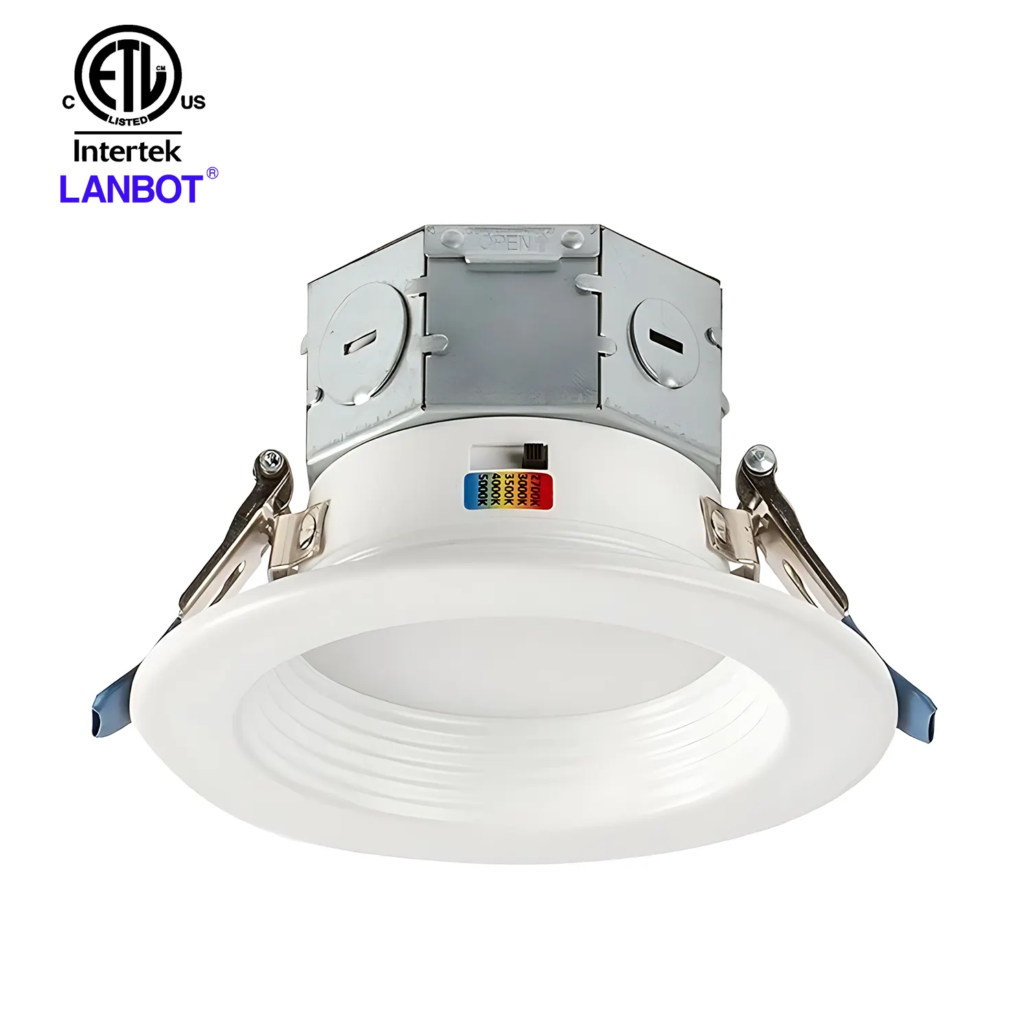 ETL 4" Baffle Recessed Downlight Integrated LED Light 9W 5CCT Quick/Easy Canless Install Recessed Ceiling Light