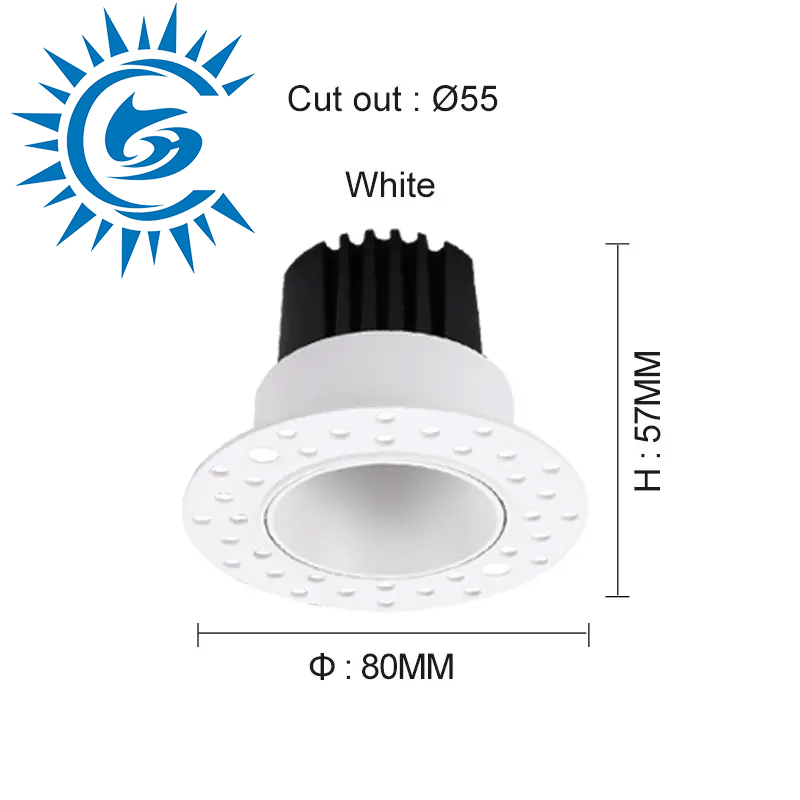 7W 3000K 4000K 5000K Spot Light Deep Antiglare Trimless Ceiling Recessed LED Down Light LED Spotlight Downlight for Home Furnishing, Commercial