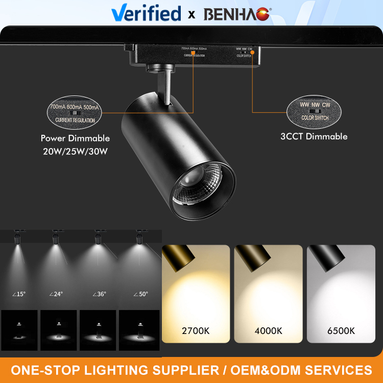 Factory Wholesale High Quality LED Die-Cast Aluminum Black/White Smart Home Dimmable Adjustable 18W 220V Interior LED-Light-Bulbs Track Spot Light