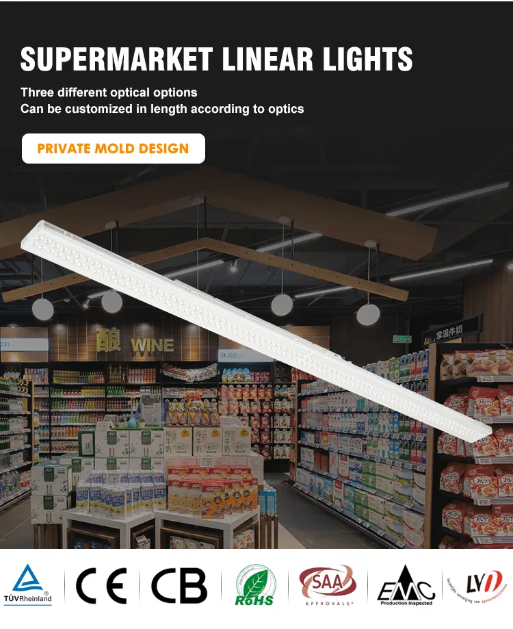 Commercial White Aluminum LED Linear Light 20W 40W Ceiling Pendant Tube Lighting for Hotel Office Supermarket Mall