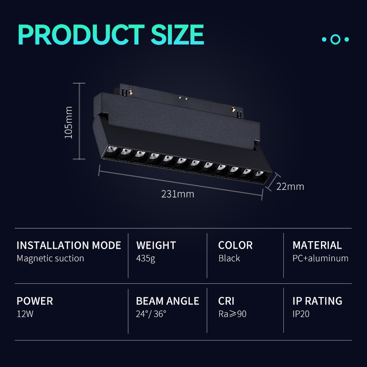 Leelen 48V Indoor Adjustable Linear Track Lights 12W Zigbee M2 Two-Color Magnetic Grille Light