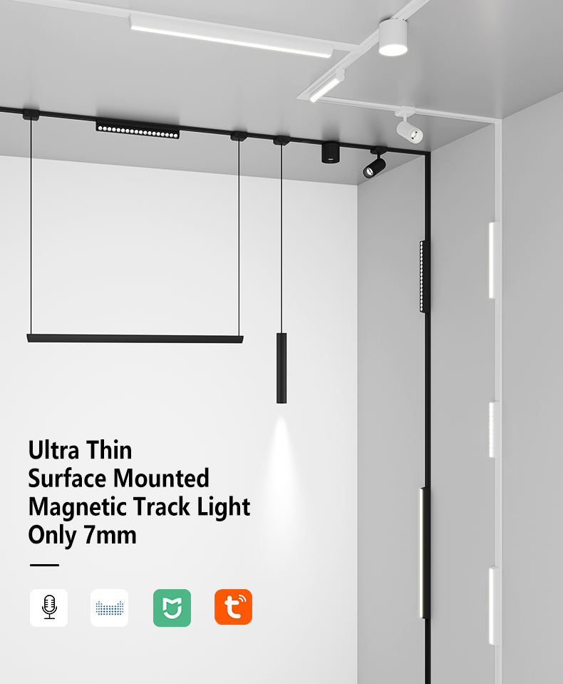 1m 1.5m 2m Smart LED Cob Magnetic Track Rail Lighting System 220V 48V Complete Linear Ceiling Recessed Modern Design Aluminum