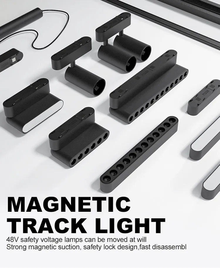 Aluminum Magnetic Track Light 48V Surface Recessed Pendant LED Spot Light High CRI 90 Magnetic Track Rail Lighting