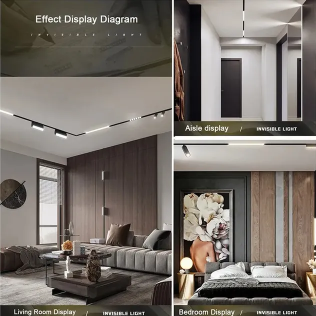 24W Low Voltage 48V Linear Magnetic Track Light for Indoor Decorating