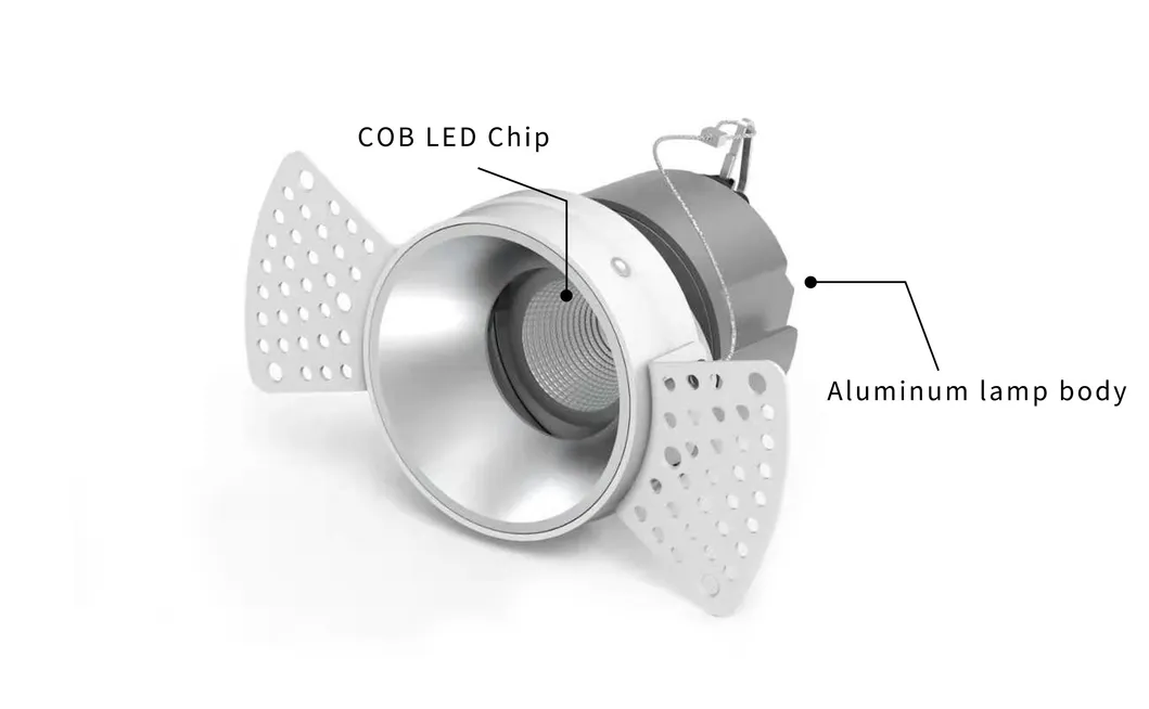Round Shape Downlights LED COB Aluminum Recessed Trimless Downlight