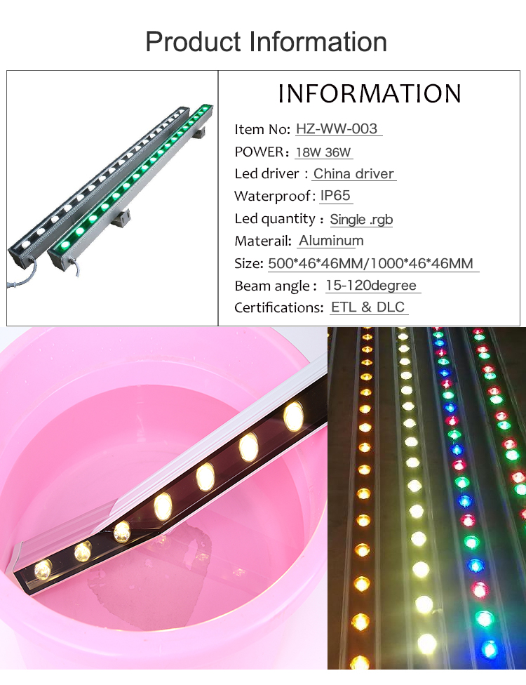 High Power Ip68 Waterproof Rgb 18w 25w 36w 40w 50w Aluminum Recessed Outdoor Led Wall Washer