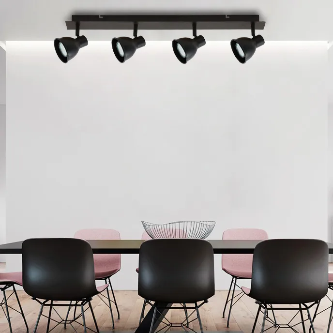 Indoor Wall Lamp Decorative Iron GU10 Ceiling Spot Light Fixture Black White Adjustable Surface Mounted Track Lighting