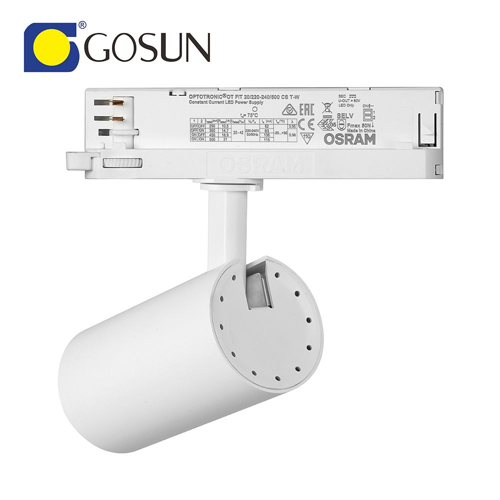 15.8USD GOSUN HIGH LUMEN Anti-glare 3 Phase 20W LED Track Light With 5 Years Warranty