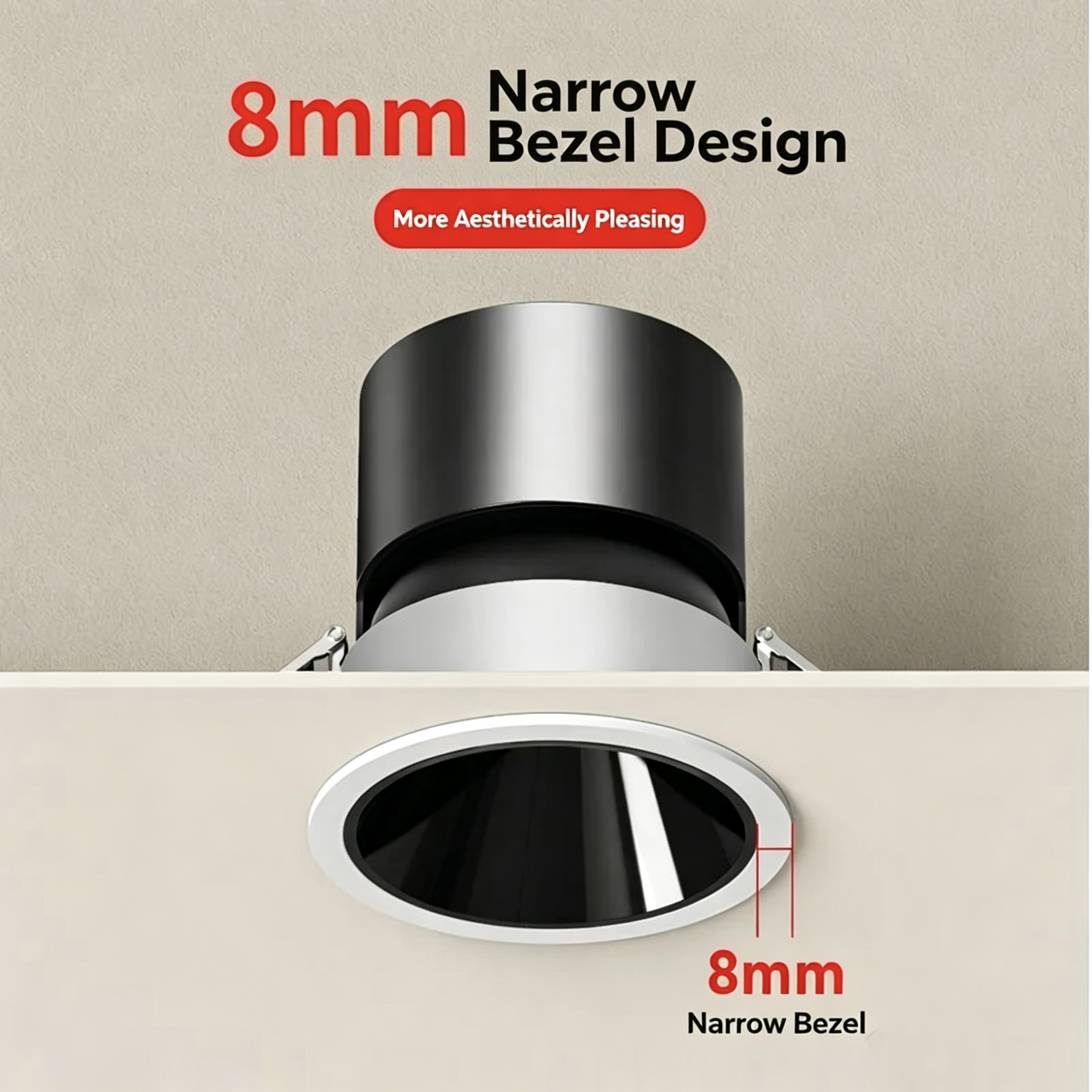 Ultra-Thin Recessed LED Downlight with Deep Anti-Glare Design No Flicker 75mm Cutout Black Baffle Trim LED Spotlights for Indoor