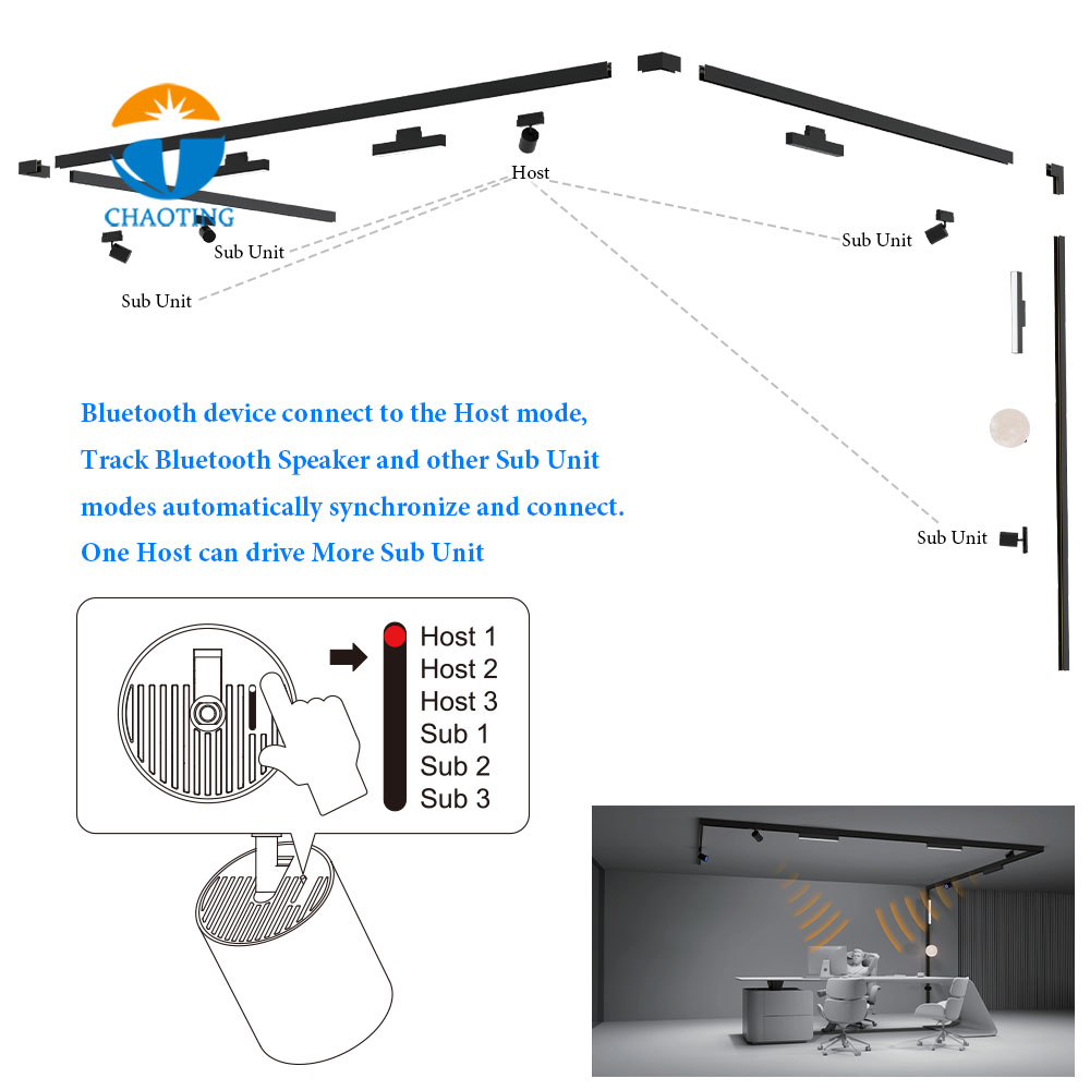 HOT Rail BT Speaker Lamps Adjustable Magnetic Track Lighting with External Speaker Ideal for Smart Home &amp; Office Environments