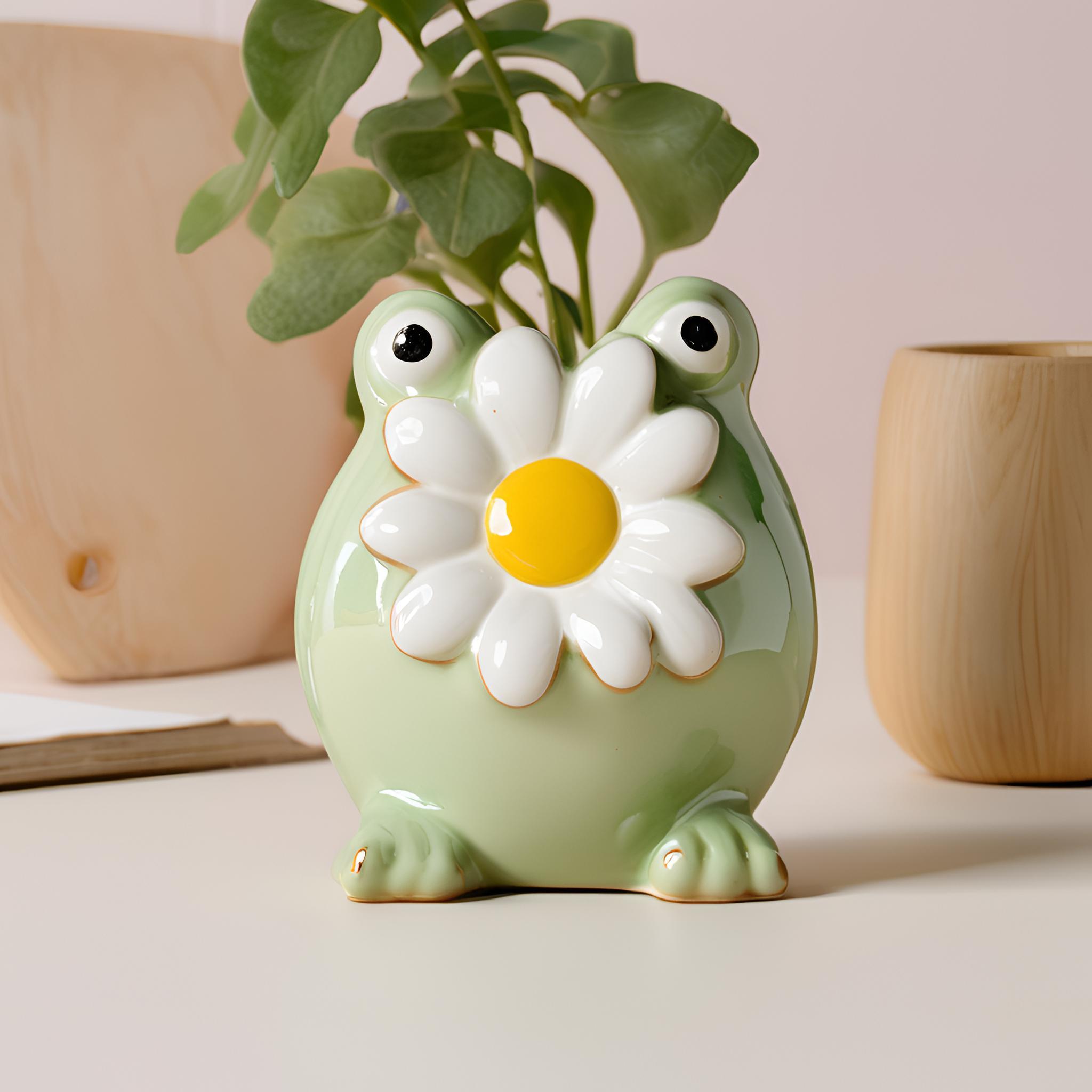Cheap Glossy Glazed Frog Ornament – Floral Ceramic Decor VDLK1063 Supplier, Factory