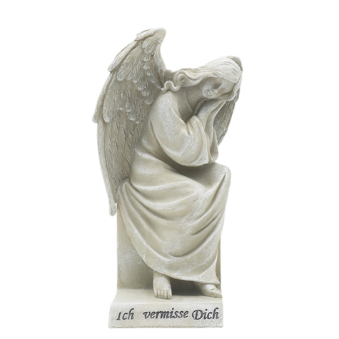 China Resin Angel Statue Sitting on Tombstone – Memorial Cemetery Decoration LGDC6624 Suppliers, Factory