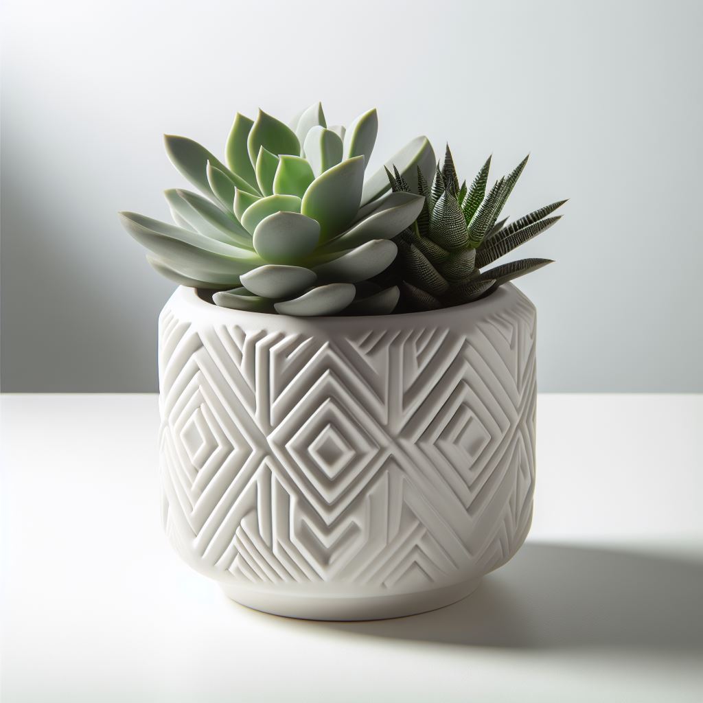 Cheap Modern Matte Glazed Ceramic Pots with Debossed Pattern – Ideal for Indoor Decor VDMK2402001 Manufacturer, Suppliers