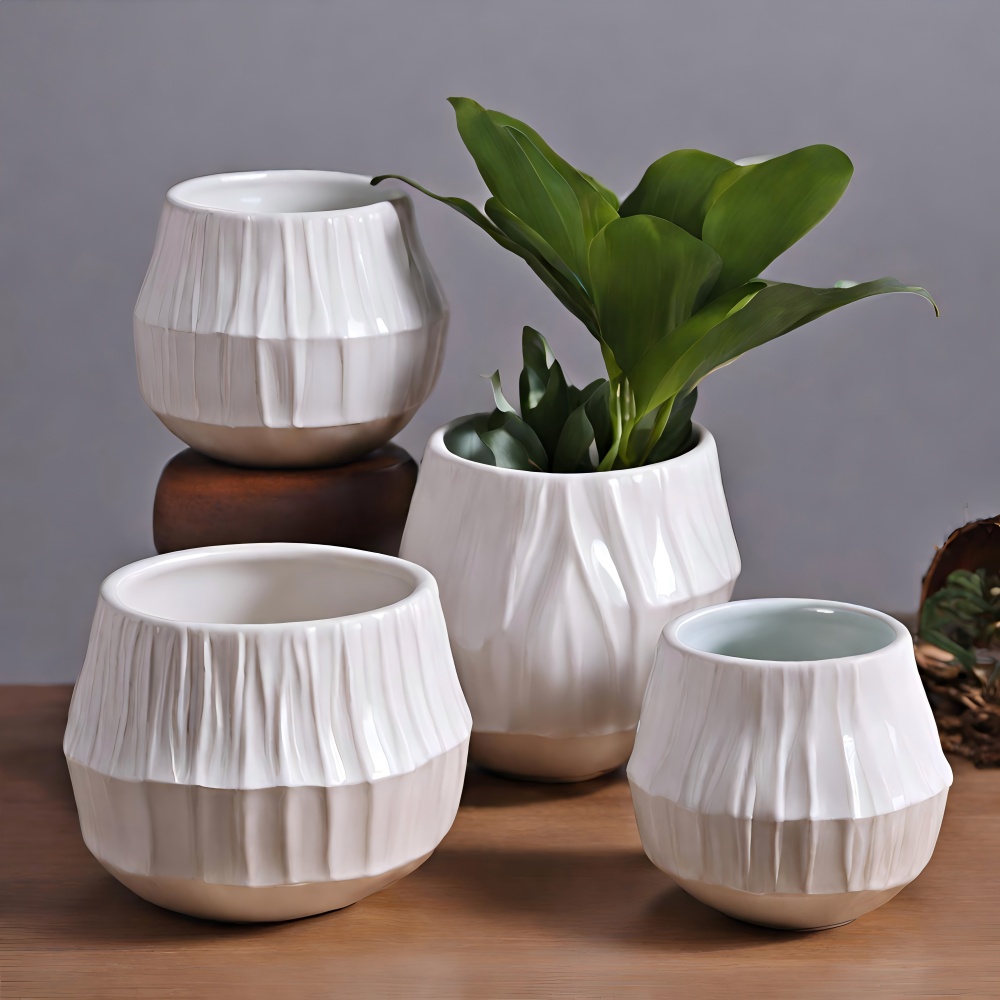 Cheap Sleek Matte Ceramic Pots with Vertical Stripes – Modern Indoor Plant Containers VDMK2403177 Manufacturer, Manufacturers
