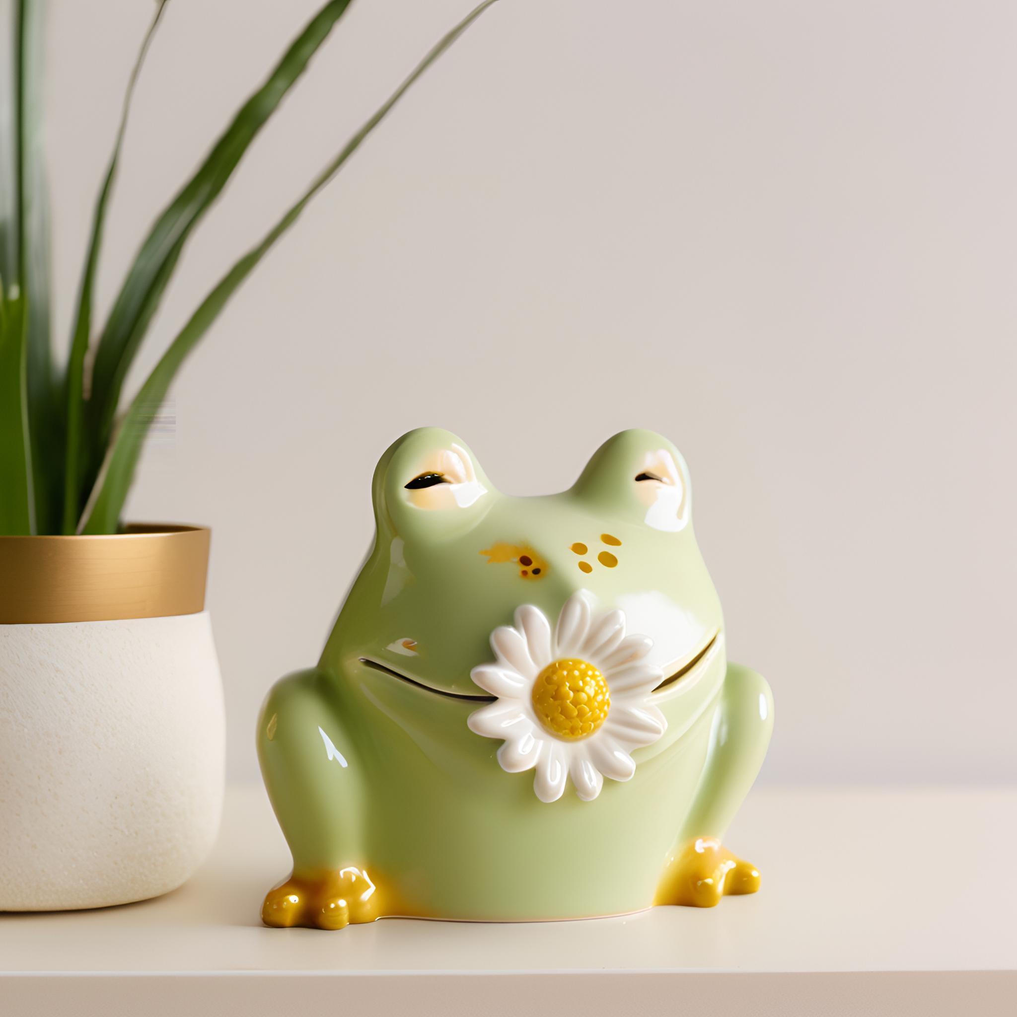 Cheap Handcrafted Frog Sculpture – Charming Daisy Ceramic Piece  VDLK1055 Supplier, Suppliers
